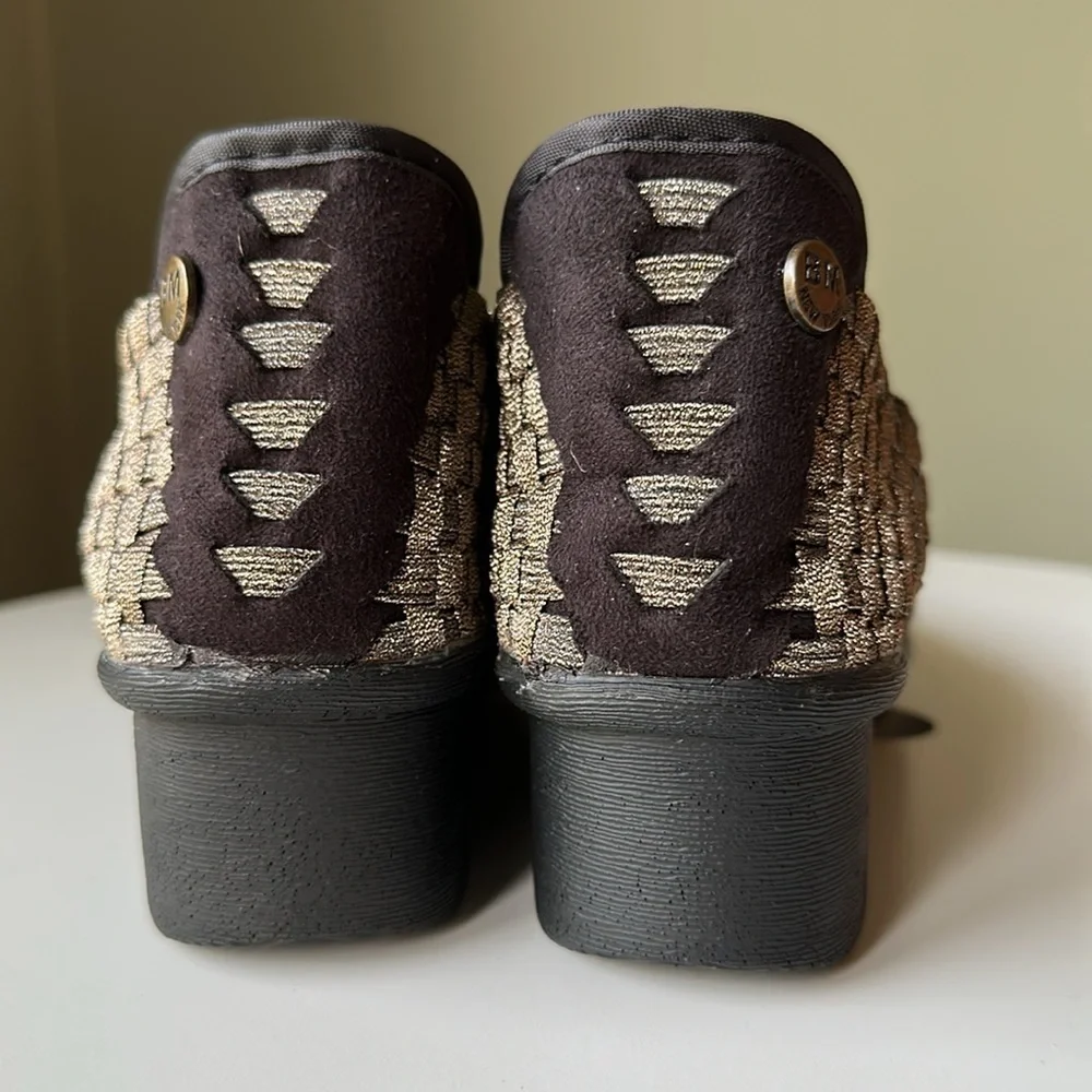 BERNIE MEV Metallic Gold Wedge Platform Pull on Shoes EU 36 EUC